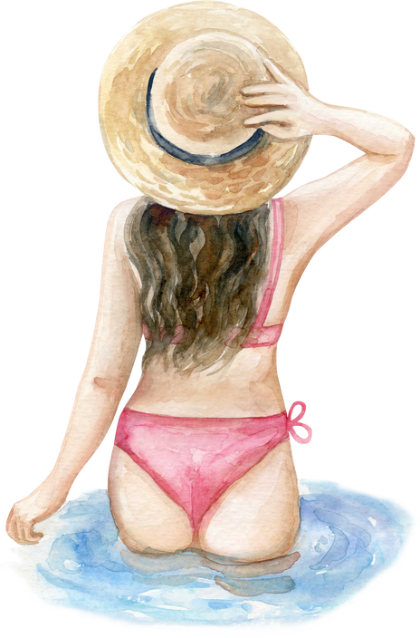 Girl Beach Watercolor